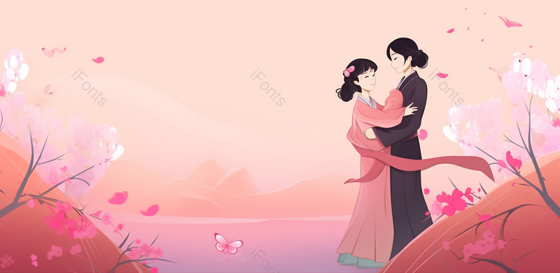 粉色玫瑰花鲜花情人节母亲节妇女节爱情浪漫花瓣背景妇女节母亲节粉色蝴蝶,插画/手绘图,插画/手绘图库,插画/手绘图下载,插画/手绘